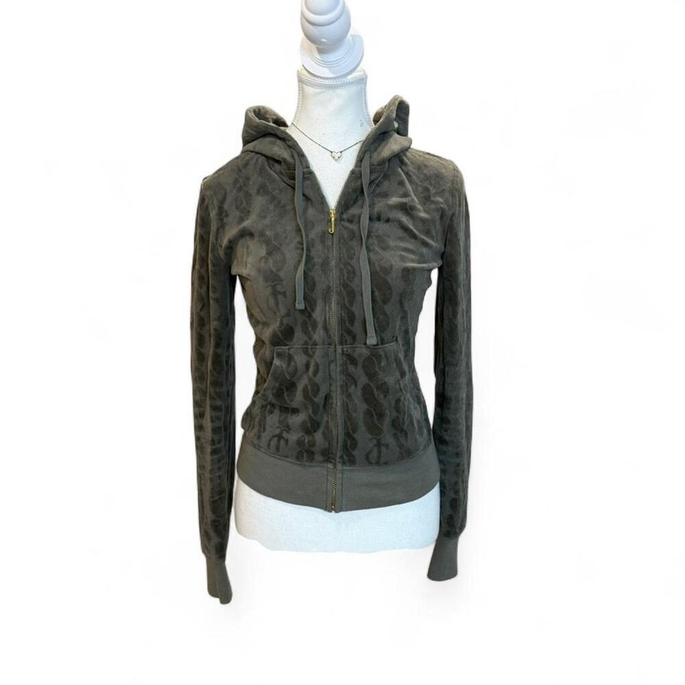 Juicy Couture green velour zip up hoodie Size M